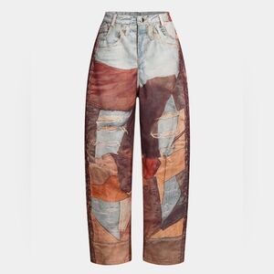 NWT Micas Faux Patchwork Wide Legged Pants, Large